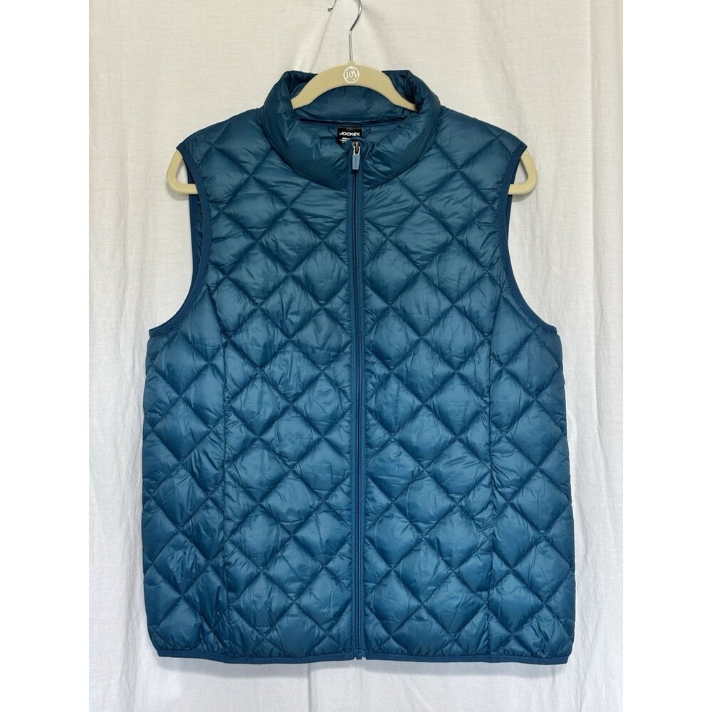 Jockey Preferred Quilted Puffer Vest Women’s Sz L - Teal Zip Front Lightweight